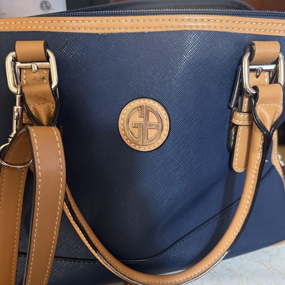 Giani Bernini Navy and Tan Mini Bag